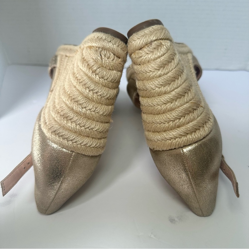 J. Crew Women’s Metallic Gold Wedge Espadrille Sandals with Ankle Strap-Size 8.5 - Picture 6 of 14